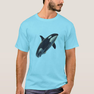Camiseta gráfica de ballena orca negra con salpica