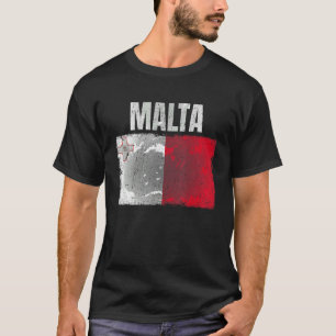 Camiseta Gráfica De Bandera De Malta Con Distancia Para Hom