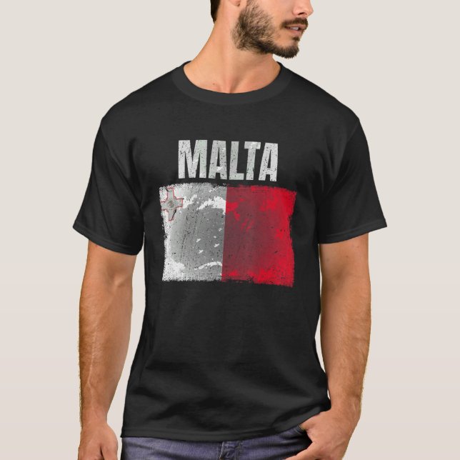 Camiseta Gráfica De Bandera De Malta Con Distancia Para Hom (Anverso)