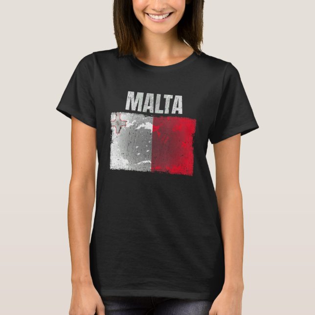 Camiseta Gráfica De Bandera De Malta Con Distancia Para Hom (Anverso)