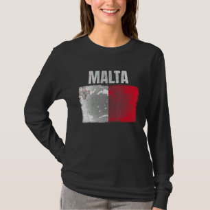Camiseta Gráfica De Bandera De Malta Con Distancia Para Hom