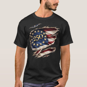 Camiseta gráfica de bandera desgarrada Patriótica
