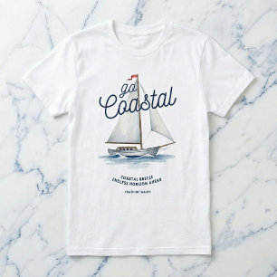 Camiseta gráfica de barco de vela blanca costera