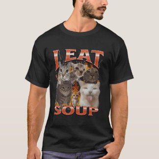 Camiseta Gráfica de Bootleg de Gato Divertido Sopa Meme