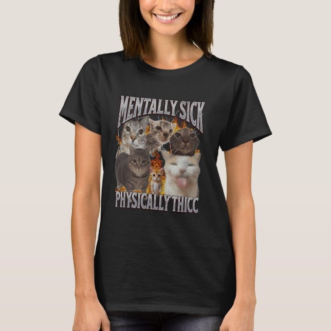 Camiseta Gráfica de Bootleg Gráfica de meme de gato diverti (Anverso)