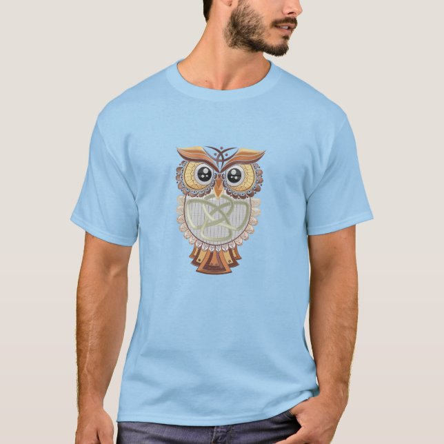 Camiseta Gráfica de bordado de búho celta (Anverso)