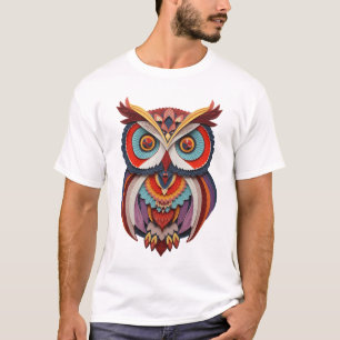 Camiseta gráfica de búho con arte de papel en capa