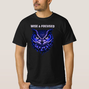 Camiseta gráfica de búho inspirador sabio y enfoca