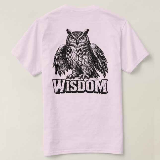 Camiseta gráfica de búho “Sabiduría” – Conocimient (Reverso del diseño)