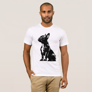 Camiseta gráfica de Bulldog Francés negro y blanco