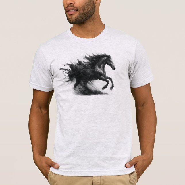 Camiseta gráfica de caballo negro corriendo (Anverso)
