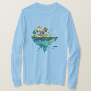 Camiseta gráfica de cabaña en isla flotante – Fant