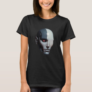 Camiseta Gráfica de Cabeza Cibernética Andrógina F