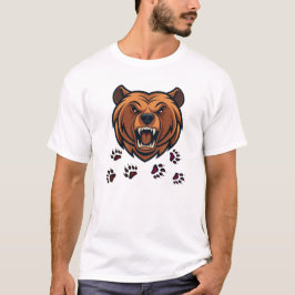 Camiseta gráfica de cabeza de oso rugiendo ferozme