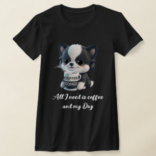Camiseta Gráfica de cachorro lindo - me encanta el café
