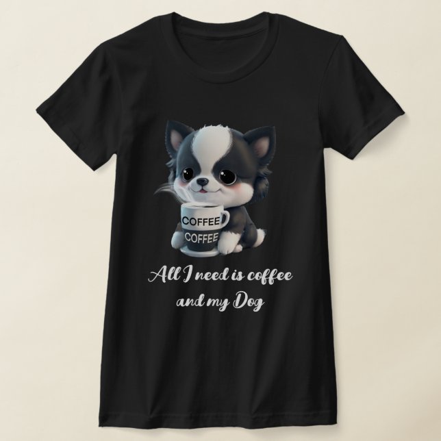 Camiseta Gráfica de cachorro lindo - me encanta el café (Distribución)