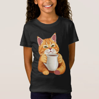 Camiseta Gráfica de café con gato ginger lindo para niños