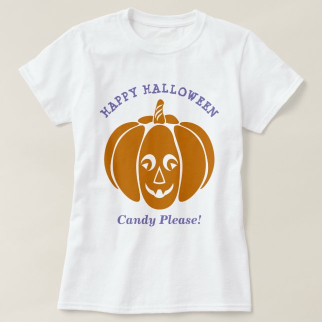Camiseta Gráfica de calabaza de Halloween con vampiro lindo (Diseño del anverso)