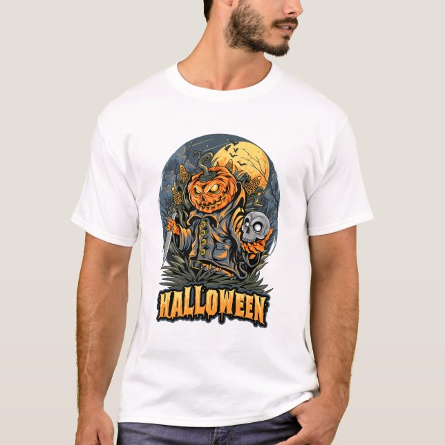 Camiseta gráfica de calabaza de horror de Hallowee (Anverso)