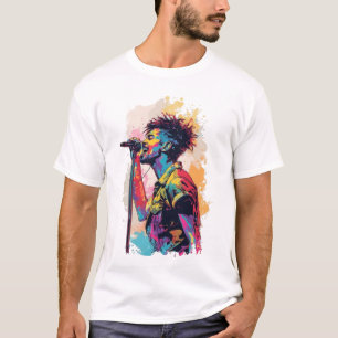 Camiseta Gráfica de Cantante Pop Art Pastel Vibrante - Colo