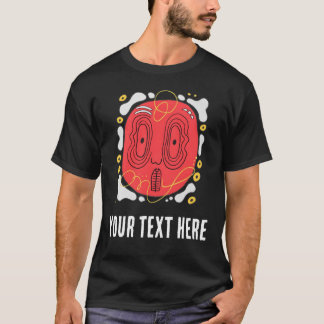 Camiseta gráfica de cara abstracta roja