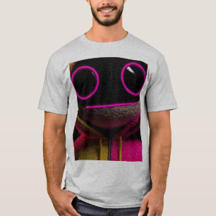 Camiseta gráfica de cara de monstruo rosa neón div
