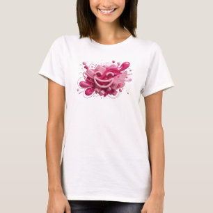 Camiseta gráfica de cara feliz rosa llamativa
