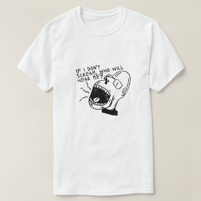 Camiseta gráfica de cara gritando en blanco y negr (Diseño del anverso)