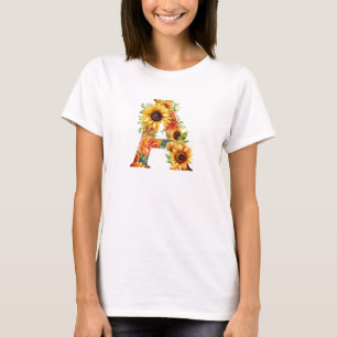 Camiseta Gráfica de Carta de Girasol para Mujeres
