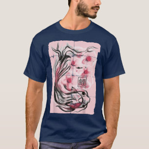 Camiseta Gráfica de cerezo de cerezo de pescado de Koi