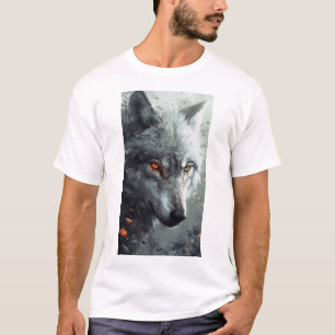 Camiseta gráfica de choque de lobo plateado