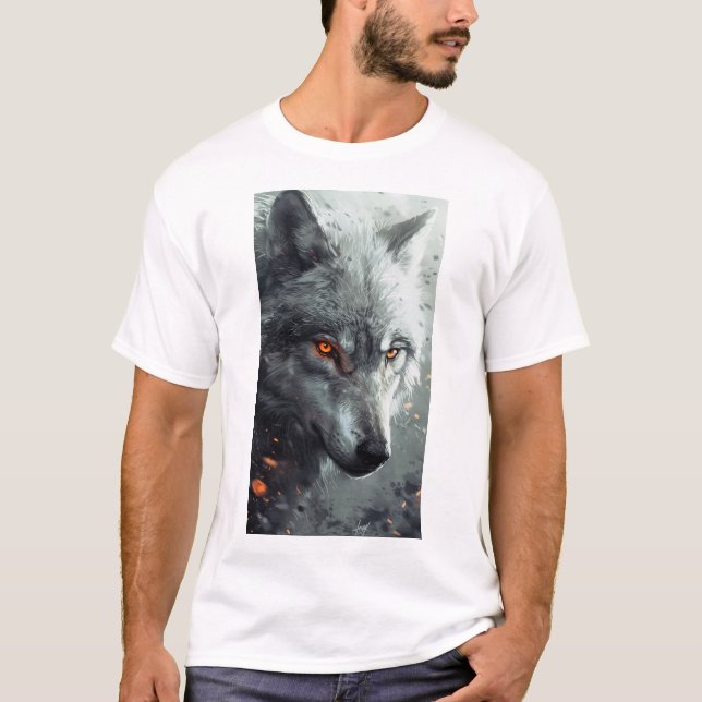 Camiseta gráfica de choque de lobo plateado (Anverso)