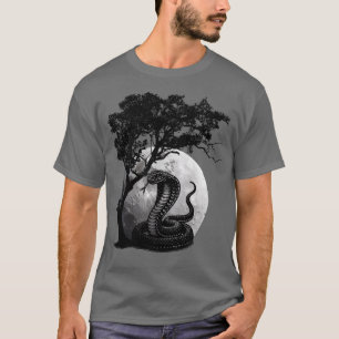 Camiseta gráfica de cobra mística y árbol