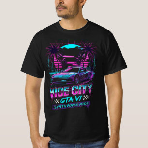 Camiseta gráfica de coche retro neon de Synthwave