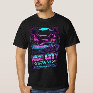 Camiseta gráfica de coche retro neon de Synthwave