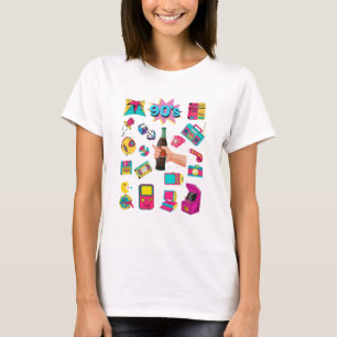 Camiseta gráfica de collage de pegatinas retro Doo