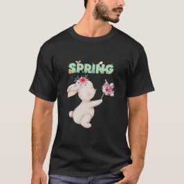 Camiseta gráfica de conejo retro de primavera con