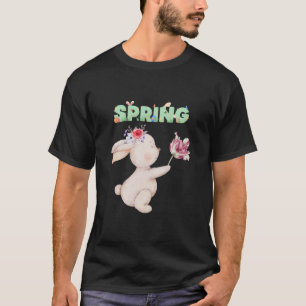 Camiseta gráfica de conejo retro de primavera con