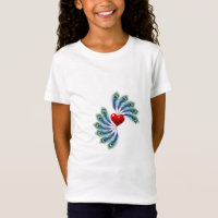 Camiseta gráfica de corazón con pluma de pavo real