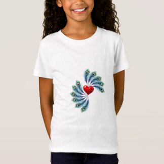 Camiseta gráfica de corazón con pluma de pavo real