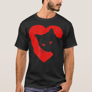 Camiseta Gráfica de Corazón de Gato Divertido Gato Valent