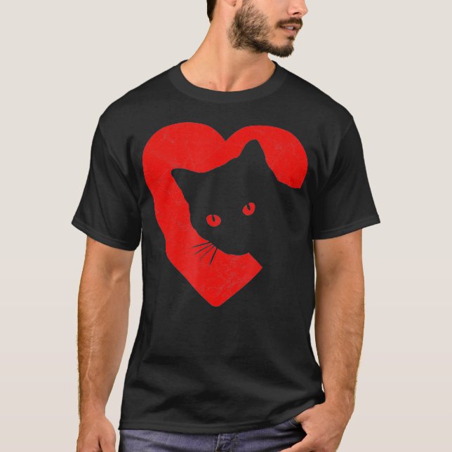 Camiseta Gráfica de Corazón de Gato Divertido Gato Valentin (Anverso)