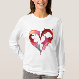 Camiseta gráfica de corazón pastel para mujeres