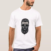 Camiseta gráfica de cráneo con barba para hombre