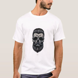 Camiseta gráfica de cráneo con barba para hombre