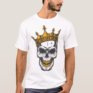 Camiseta gráfica de cráneo con corona dorada