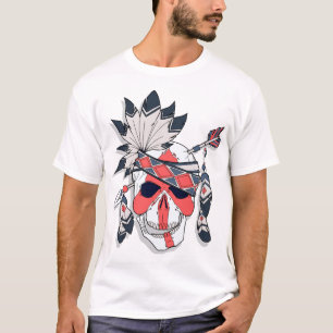 Camiseta gráfica de cráneo con pluma tribal