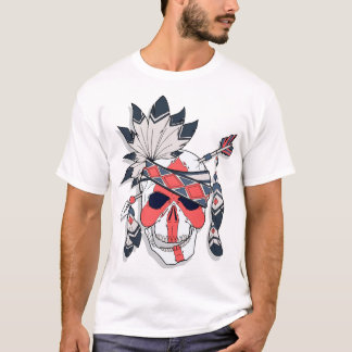 Camiseta gráfica de cráneo con pluma tribal