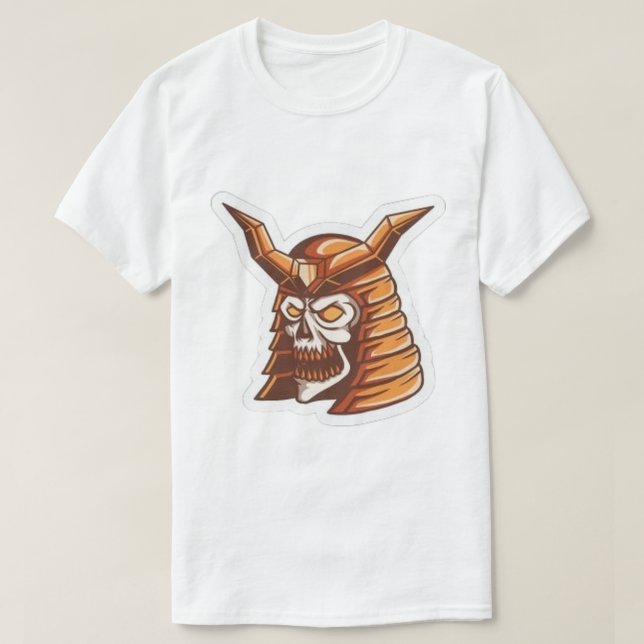 Camiseta gráfica de cráneo de samurái blanco (Diseño del anverso)