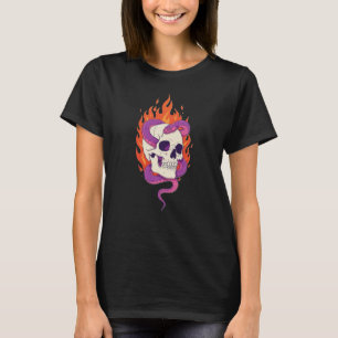 Camiseta gráfica de cráneo en llamas y serpiente p